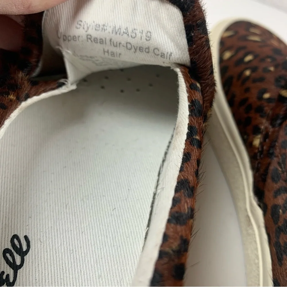 Madewell Sidewalk Slip On‎ Sneakers Calf Hair Animal Print Leopard Shoes 7 NWOB
